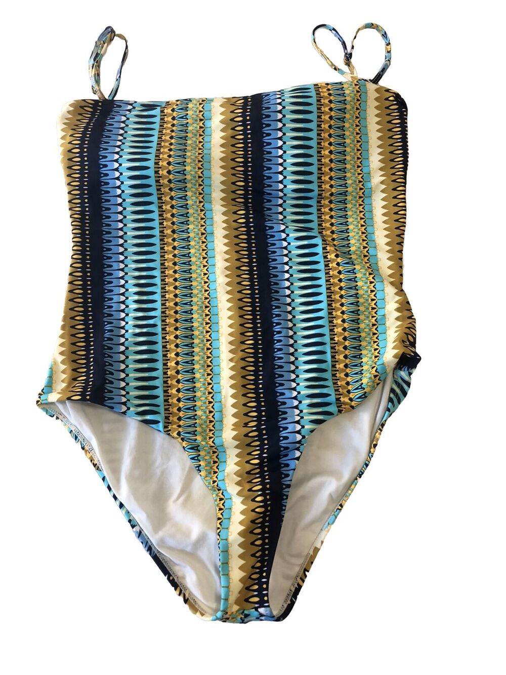 Estivo Green Blue Coastal One Piece Swimsuit Size Large Mediterranean Classic